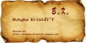 Butyka Kristóf névjegykártya